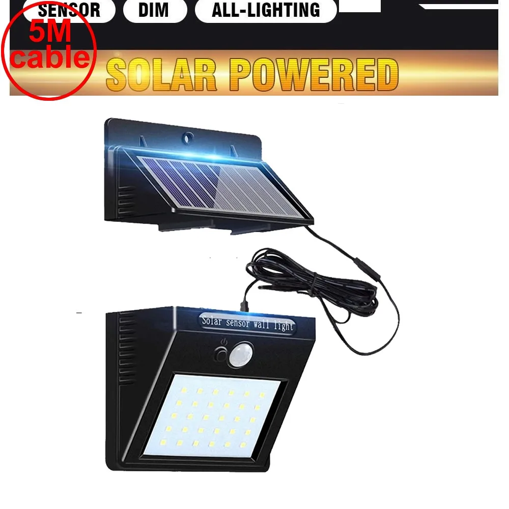 

30 leds solar light split mounting pIR motion sensor led indoor outdoor lamp waterproof ip65 for street garden patio home camps