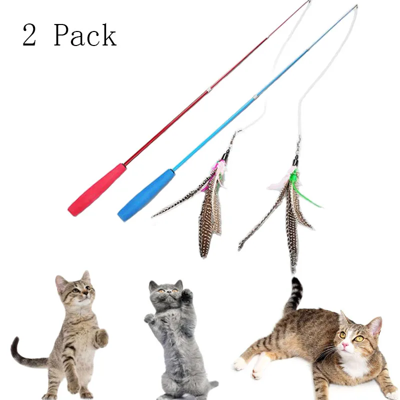 2PC High Quality Pet Cat Toy Newly Design Bird Feather Plush Plastic Toy for Cats Cat Catcher