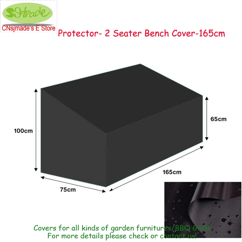 

Outdoor wooden chair cover,165x75x65/100cm, Protector 2 seater Bench cover-165cm, Black color waterproof cover protective cover