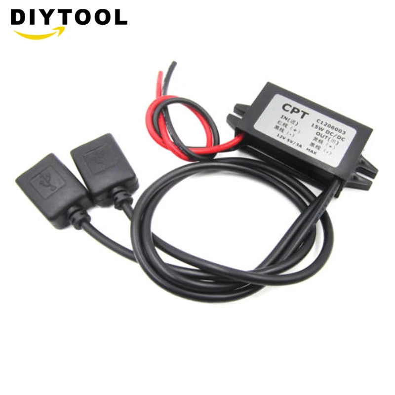

DC-DC Car Power 12V to 5V 3A 15W Converter Module Micro USB Step Down Power Output Adapter Low Heat Auto Protection