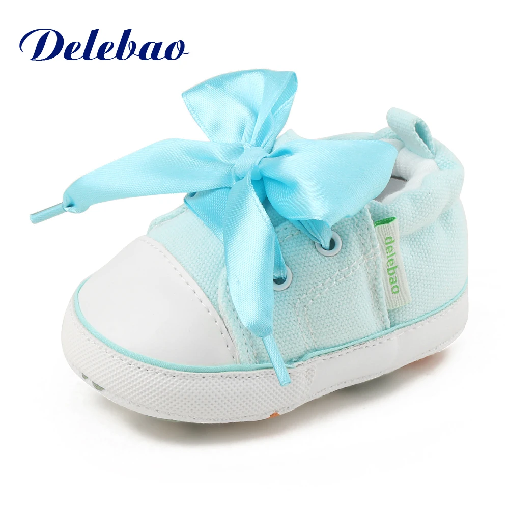 Delebao Lace Lace-up Baby Shoes Autumn/Spring Cotton Soft Sole Toddler Shoes For 0-18 Months Newborn First Walkers 