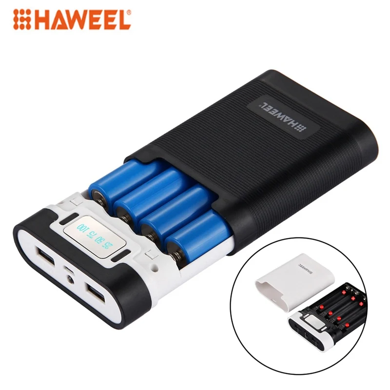 

Original HAWEEL 4x18650 Dual USB Ports LED Display 10000mAh Battery Case Power Bank Box 2 USB ports for S8 Mi6 Oneplus i7