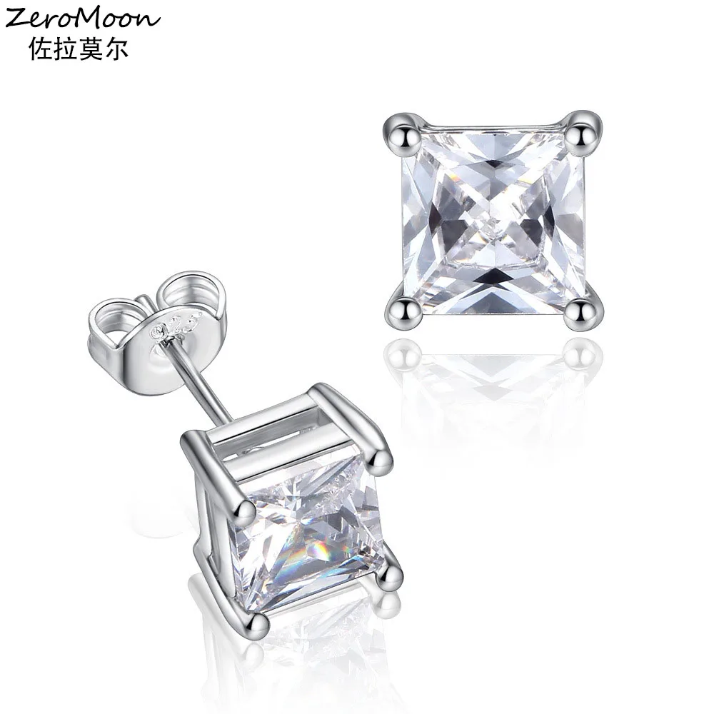 Fashionable Square Shaped Zircon Stud Earrings For Women Geometric