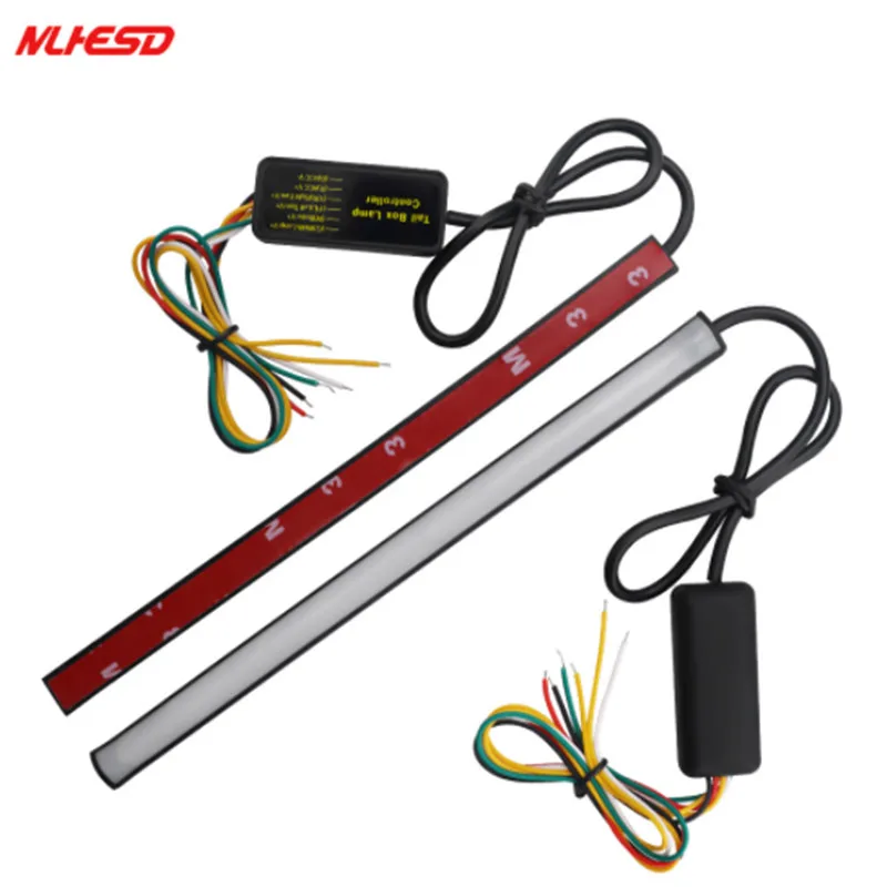 

22CM 3W LED Motorcycle Rear Brake Stop Strip Light Left/Right Trun Flowing Lamp with Control Box 12V 12LED RGB Light Strip