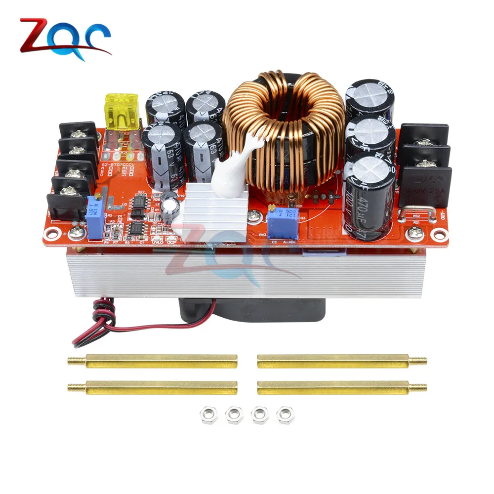 Online 1500W 30A DC DC Step Up Boost Converter 10 60V to 12 90V Current Power Supply Module With Fan