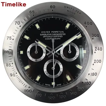 

HOT sale Silver metal black face wall clock wristwatch for best home decoration