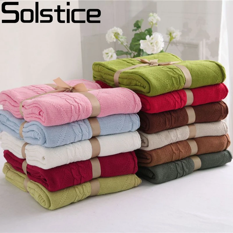 

Japanese rhombus 100% Cotton Knitted Wool Knitted Blanket Sweater line blanket Super Soft Blanket on the bed 110*180/200*180 cm