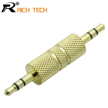 

10pcs 3.5MM Jack to Jack Straight Adapter Real Gold-plated Audio Connector 3.5mm 3 Pole Earphone Plug Extanded wire Connector