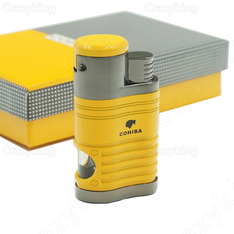 

Cohiba Metal Gas Butane 4 Torch Jet Flame Cigar Lighter With Punch Cigarette Windproof Lighters Gift Box