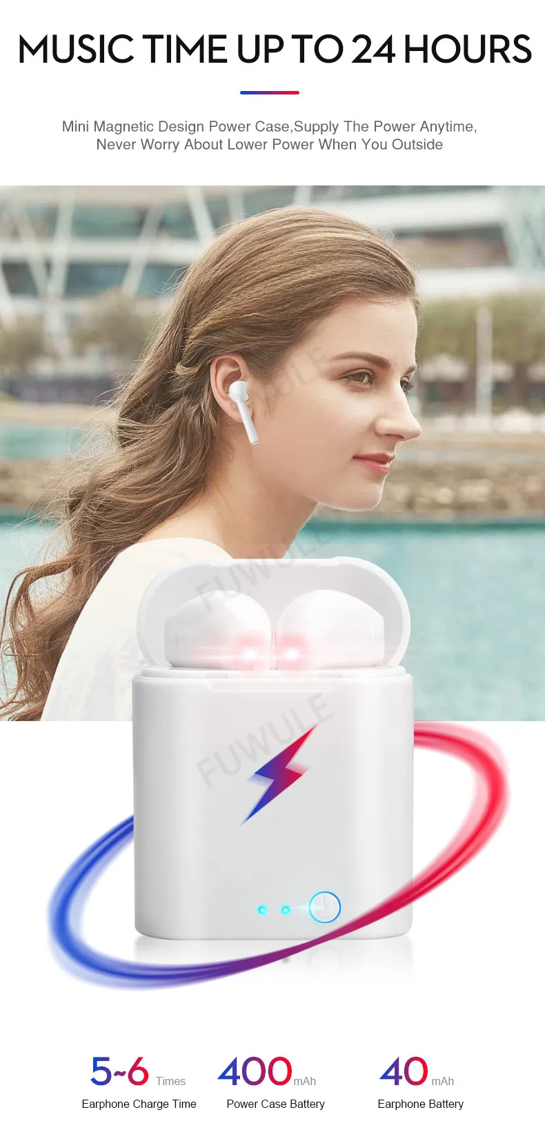 I7 Mini TWS, беспроводные Bluetooth 5,0 наушники, всплывающие двойные наушники с зарядным устройством, микрофон, Спортивная гарнитура для телефона xiaomi huawei