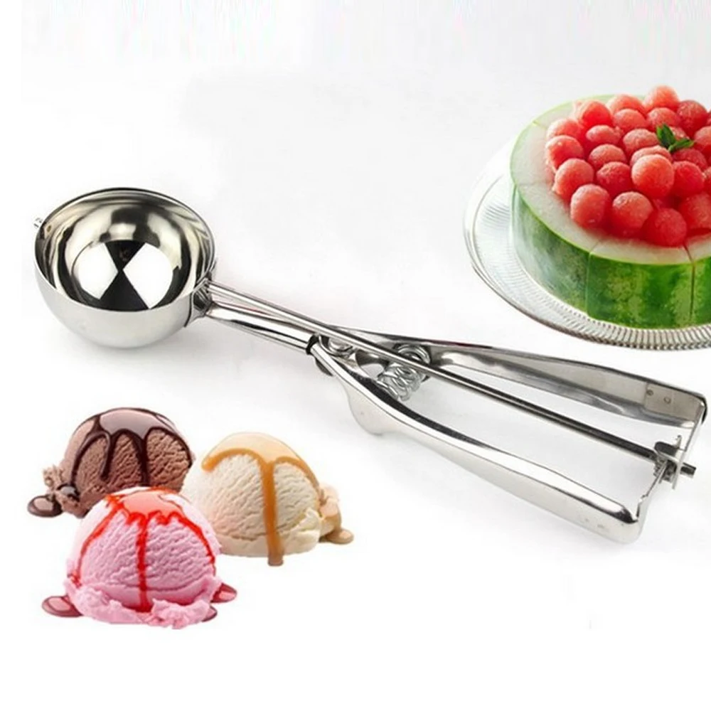 kitchen Tools Stainless steel spoon ice cream mashed potatoes watermelon Cookies spring handle scoop accessories | Дом и сад