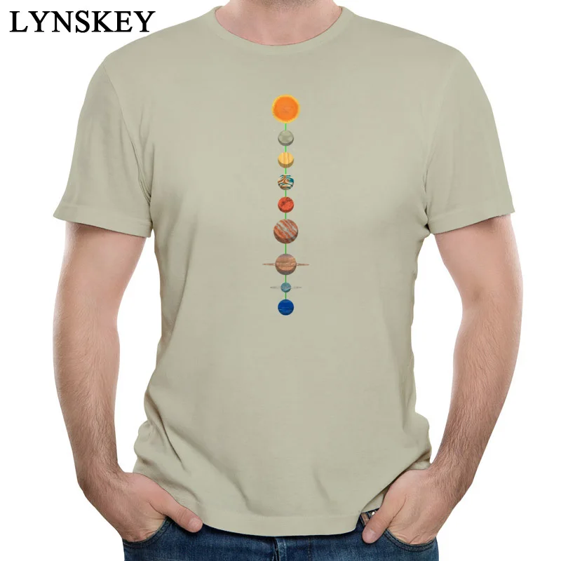 Round Neck T Shirts Group Summer Tops Shirts Short Sleeve for Students Brand New 100% Cotton Fabric Planets Design Tee-Shirt khaki