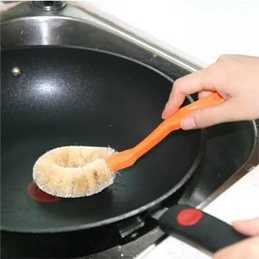 Натуральный кокос коричневый конопляное волокно антипригарное масло длинная емкость с ручкой щетка для мытья посуды щетка для очистки масла можно повесить Кисть типа 1 шт