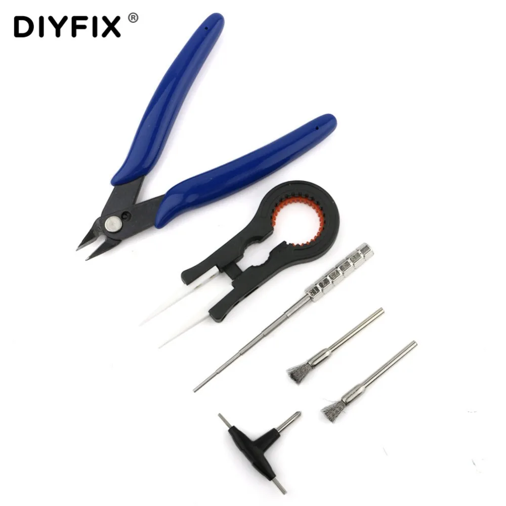 

6 in 1 Vape DIY Tool Kit Ceramic Tweezers Coil Jig Clean Brush Screwdriver Wire Pliers for Electronic Cigarette RBA RDA Atomizer