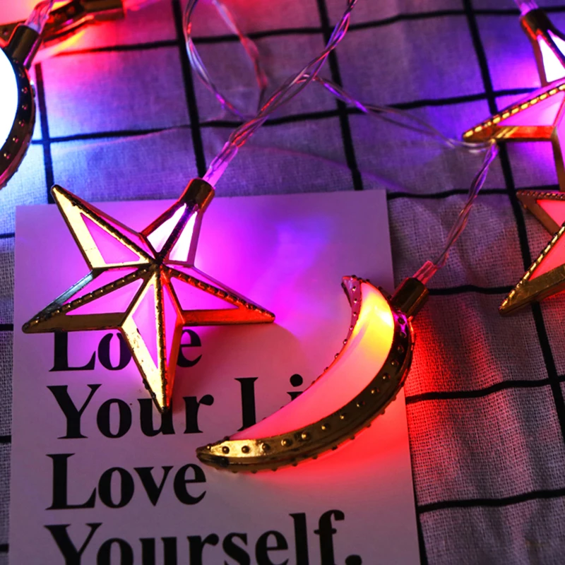 

New Star Moon Ramadan Decoration LED Light String Ramadan and Eid Mubarak Decorations Ramadan Kareem Muslim Islam Party Supplies