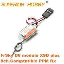 Superior hobby srp8 8ch dht frsky djt dft xjt x9d בתוספת x9e d8 מצב ppm מקלט תואם עבור fpv qx90 diy micr d4r ac800 QX90