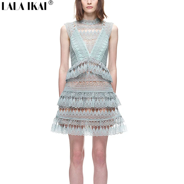 New Teardrop Guipure Panelled Mini Dress In Mint Green Woman Brand New Teardrop Guipure Panelled Mini Dress In Mint Green Woman Brand Designer 2017 Spring Boho