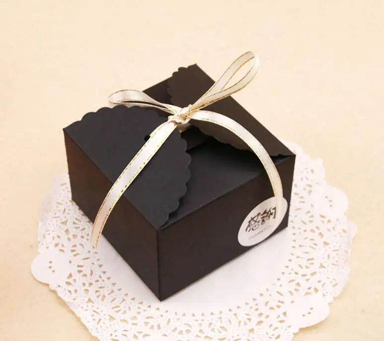 9*9*6 см маленькая коробка для кексов крафт-Печенья Бумажная Коробка для дня рождения свадьбы или торта украшенная Упаковка Поставки Подарочная коробка для конфет - Цвет: Black