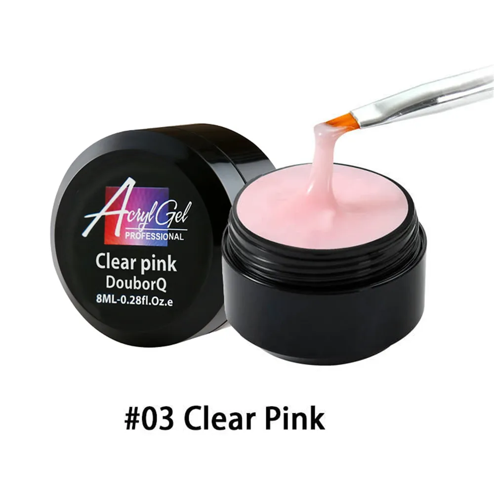 03 Clear Pink 8 мл французский УФ поли гвозди строитель набор Быстрое расширение Стразы для маникюра расширение УФ лампы использовать гель Смола строитель Маникюрный Инструмент - Цвет: 03 Clear Pink