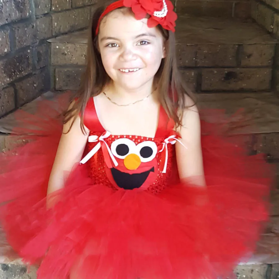Handcrafted Elmo Inspired Girls Tutu Dress for Birthday or School Play Outfit Baby Summer Dress Children Pageant Bow Gown (2)