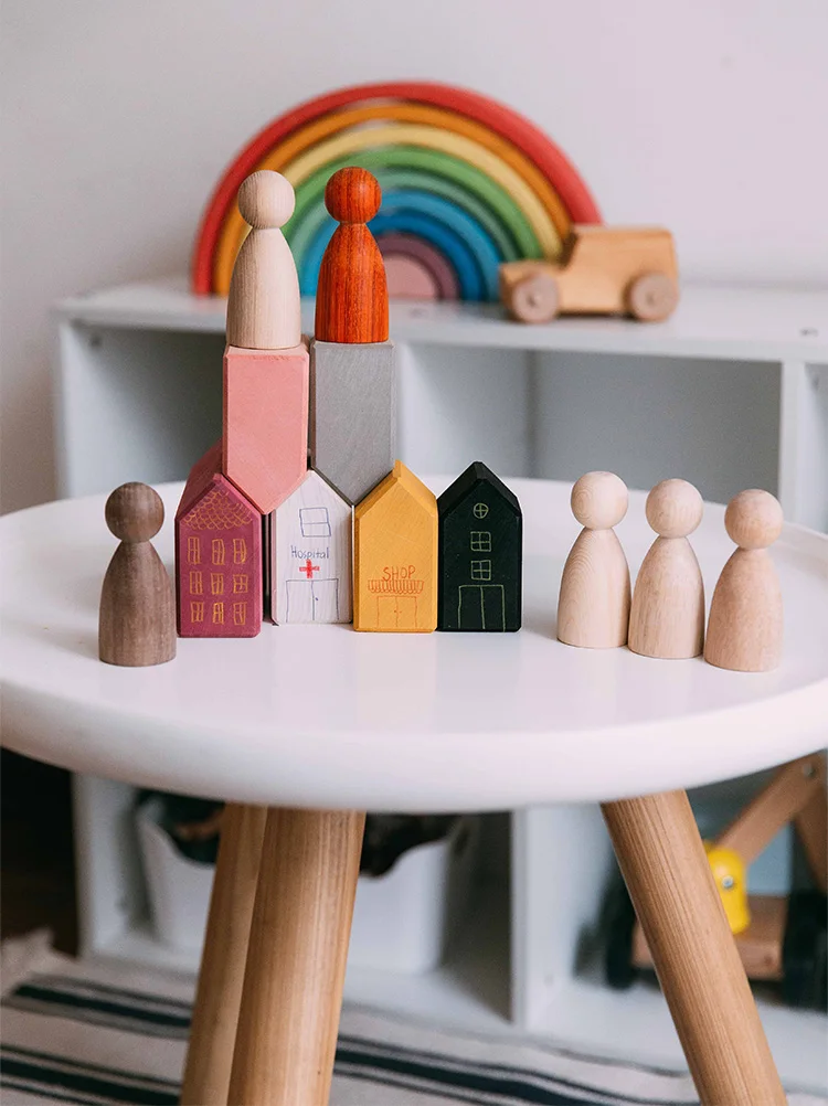 Casa de Madeira Blocos de Construção de Blocos de Construção das Crianças Meninos e Meninas Brinquedos de Blocos de Construção de Brinquedos de Proteção Pequena Ambiental 5 Brinquedos e hobbies