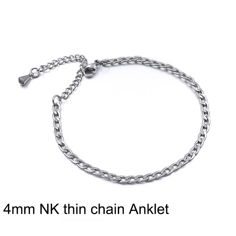 Silver Anklet Bracelet Ankle Chains Stainless Steel Beach For Women Men Summer Accessories Fashion Accessories Gift