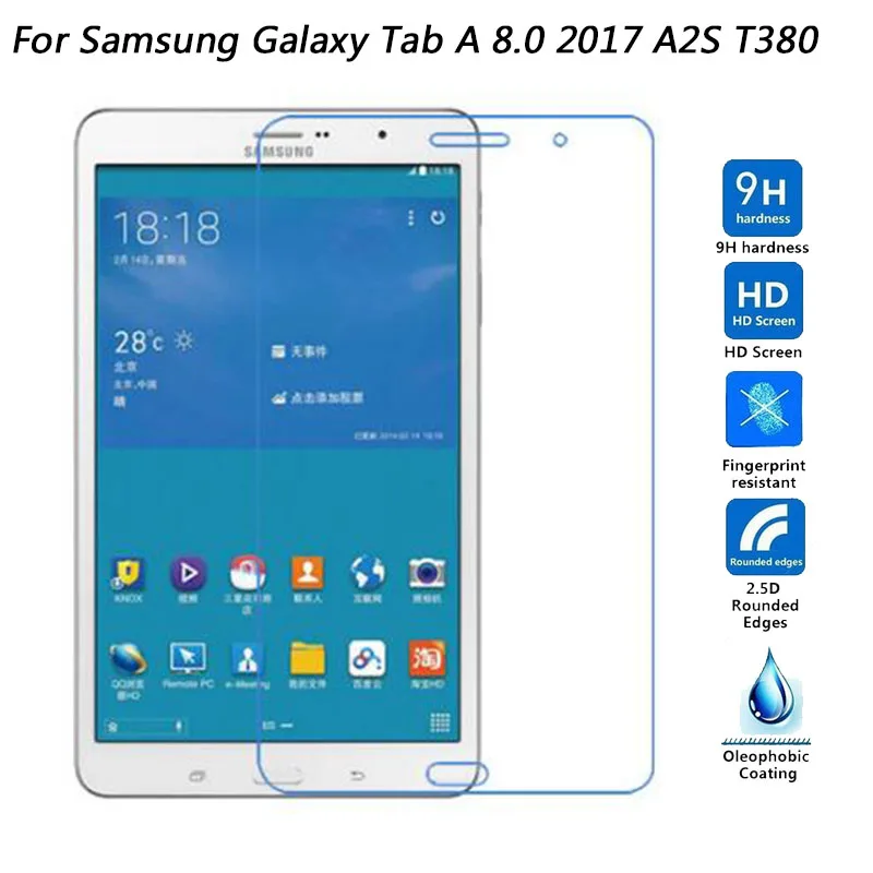 Для Samsung Galaxy Tab A 8 0 2017 T380 T385 A2 S A2S дюймов Закаленное стекло Защитная пленка для