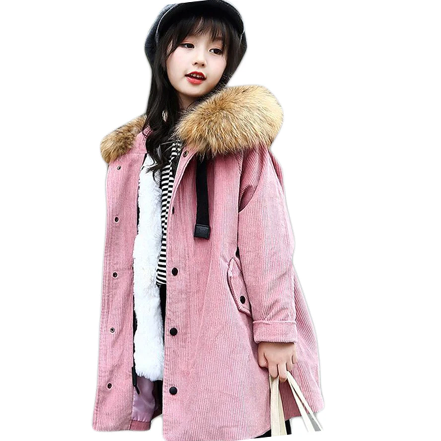 

Children Winter Jackets For Girls Hooded Thick Fur Girls Coat Solid Girls Jacket Teenage Clothing For Girls 4 6 8 10 12 14 Years