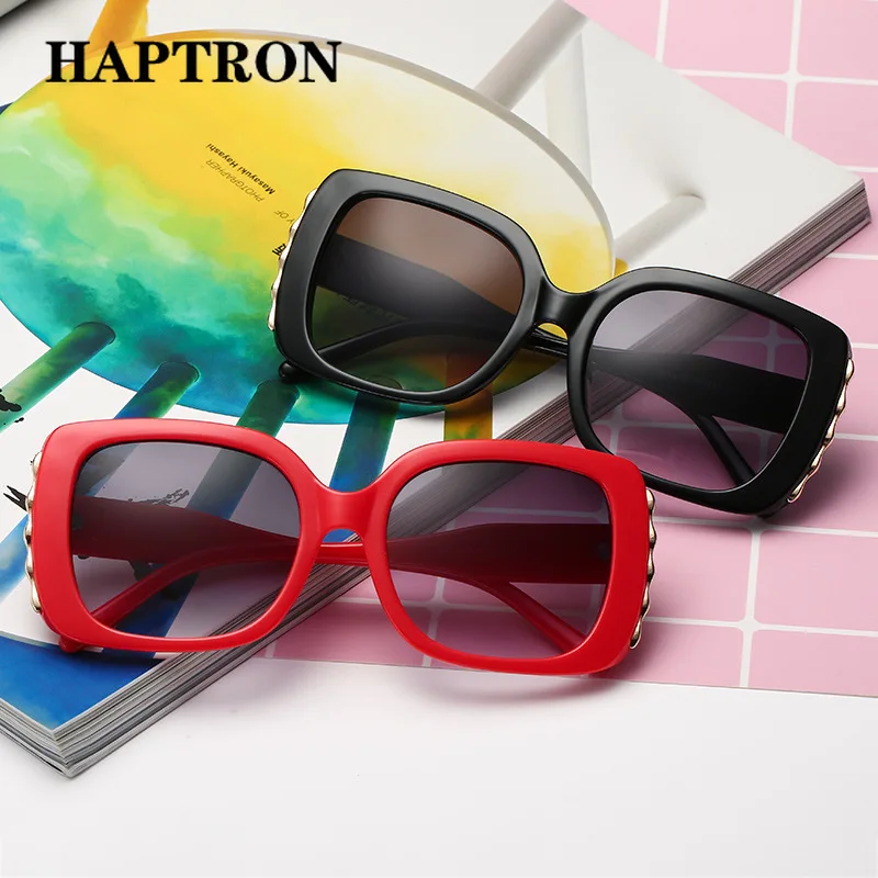 

HAPTRON oversized Vintage 90s Square Sunglasses Women Brand Luxury Trendy Sun Glasses UV400 shades for women White Green oculos