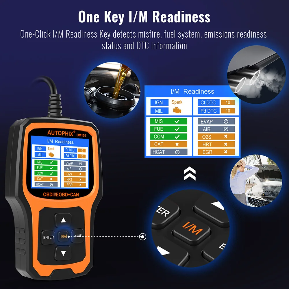 Autophix OM126 OBD 2 Авто диагностический инструмент считыватель кодов EOBD JOBD универсальный OBD2 Автомобильный анализатор работы двигателя Автомобильный сканер скан инструменты