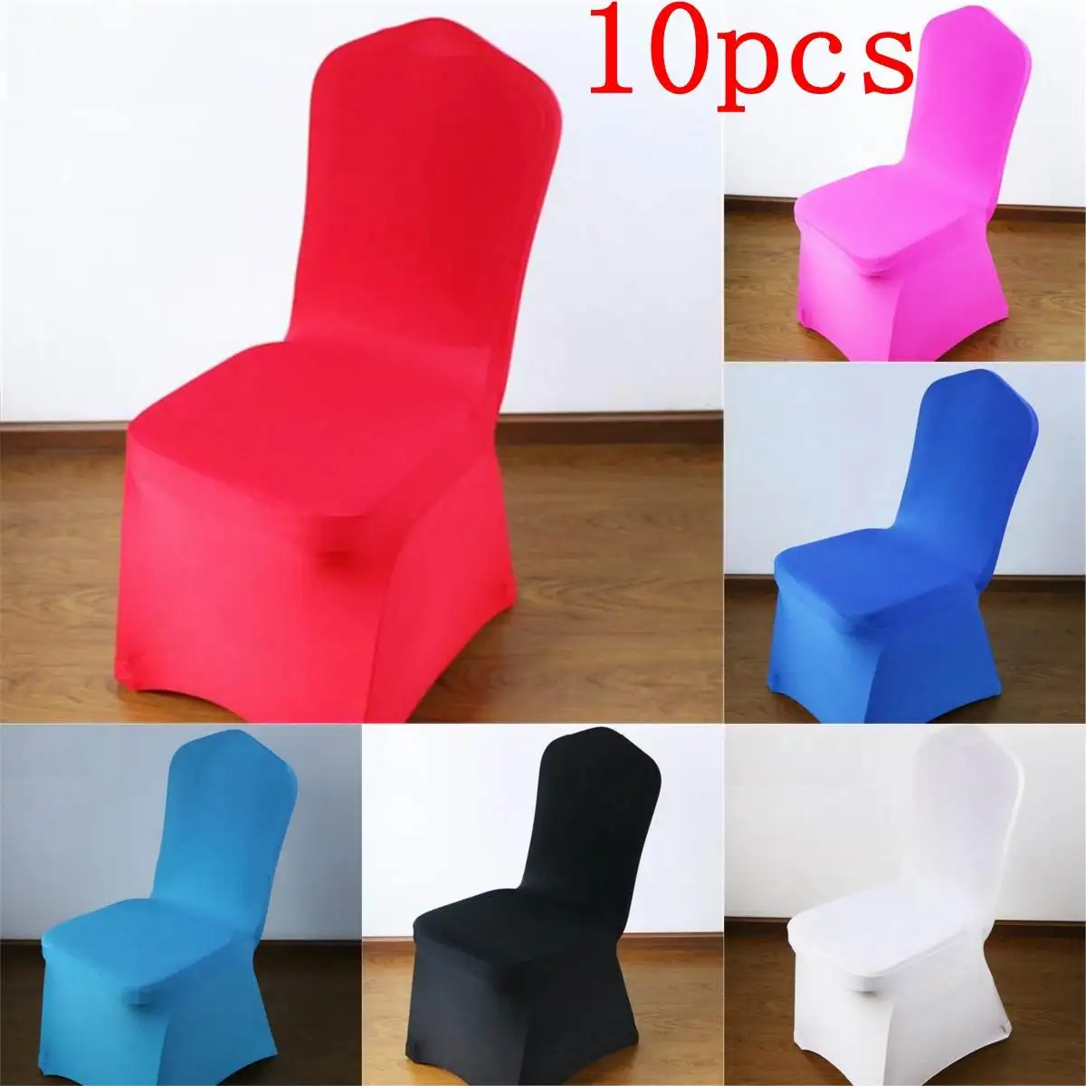 

10Pcs Set Wedding Banquet Chair Covers Stretch Spandex Seat Party Dining Room Decor Removable Furniture Kitchen Chair Covers