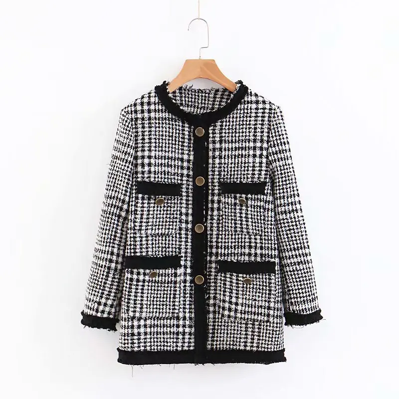 Горячая Распродажа неделя 8-75-8260 европейский модный стиль твидовый мягкий длинный повседневный костюм куртка