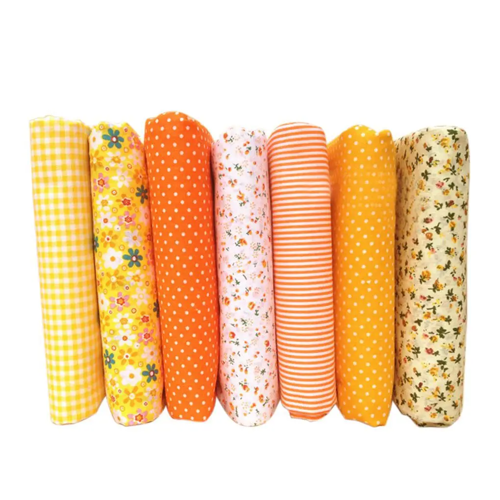 

7pcs Flowers Design Point Cotton Sewing Fabric Dolls Purse Handwork DIY Patchwork Cloths
