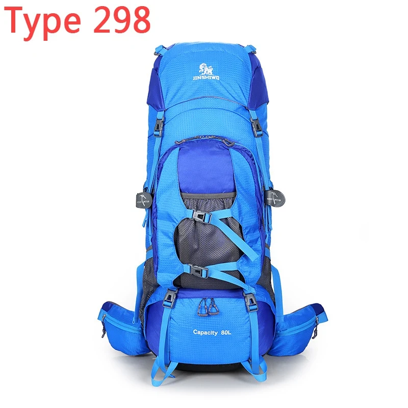 80L Альпинистский рюкзак из парусины Наружный тактический рюкзак Походный кемпинг рюкзак Нейлоновый рюкзак Планка рюкзака для путешествий из алюминиевого сплава - Цвет: Blue 298