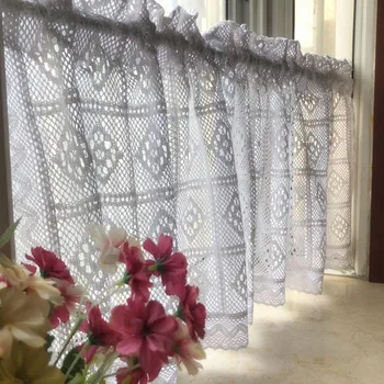 

Retro Style White Cotton Thread Crochet Handmade Short Curtain Home Decorative Bedroom/Cupboard Partition Curtain Door Curtain