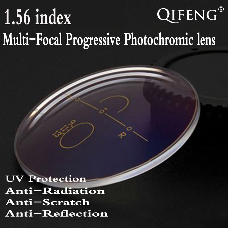 

1.56 Index Aspheric Photochromic Multi-focal Progressive Prescription Lens Free Form CR-39 Myopia Presbyopia Lens 2 PCS QF148