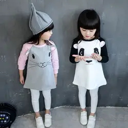 Платье для маленьких девочек весенне-осеннее платье с рисунком для девочек Одежда для маленьких девочек мини-платье трапециевидной формы