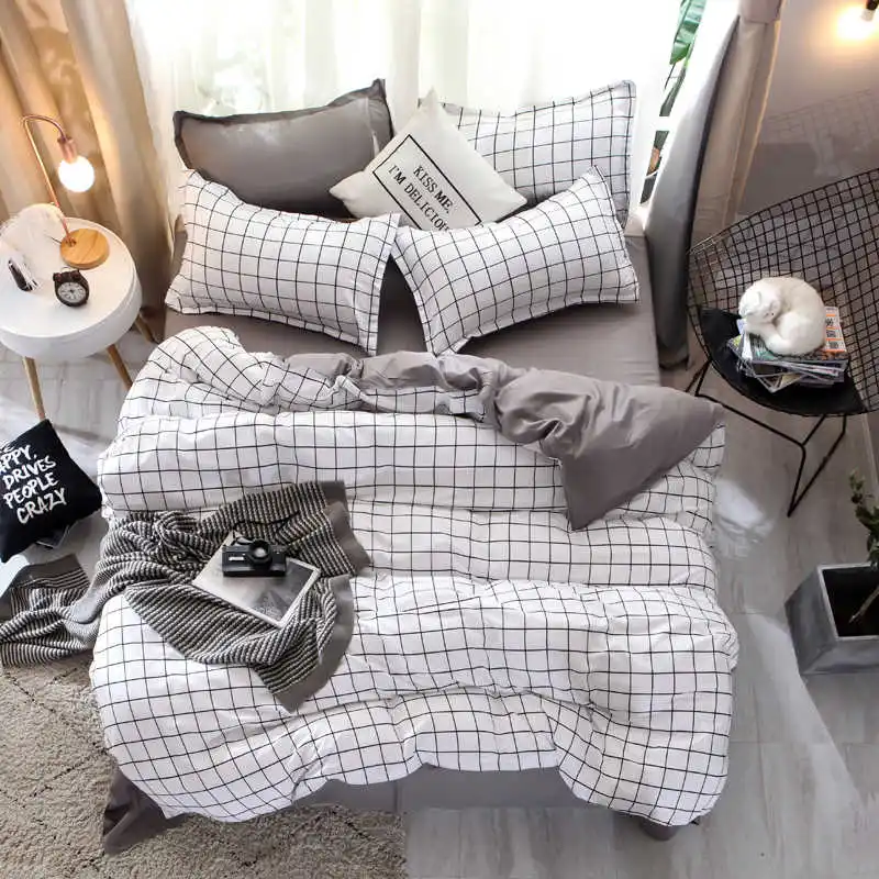 Комплект постельного белья в полоску для мужчин в скандинавском стиле, двойное покрывало, наволочки, простыня, пододеяльник, домашний декор, постельные принадлежности - Цвет: 5