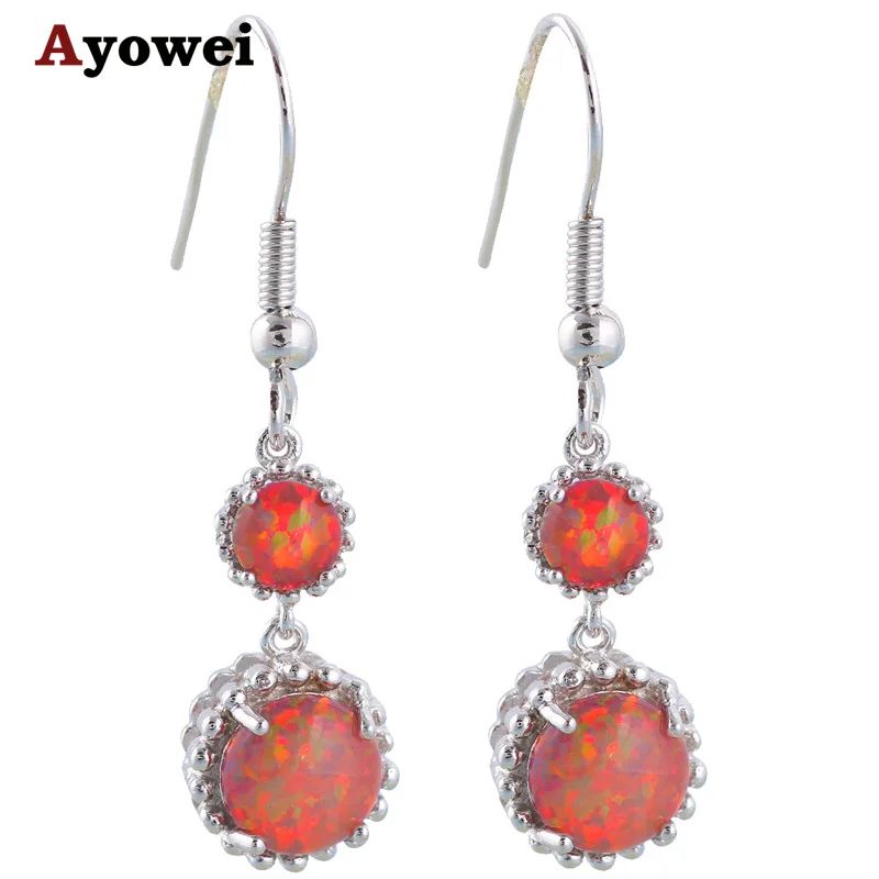 

New arrival Cost price Orange fire opal Silver Stamped Health Nickel Lead free Fashion Jewelry Dangle Earrings OE507A