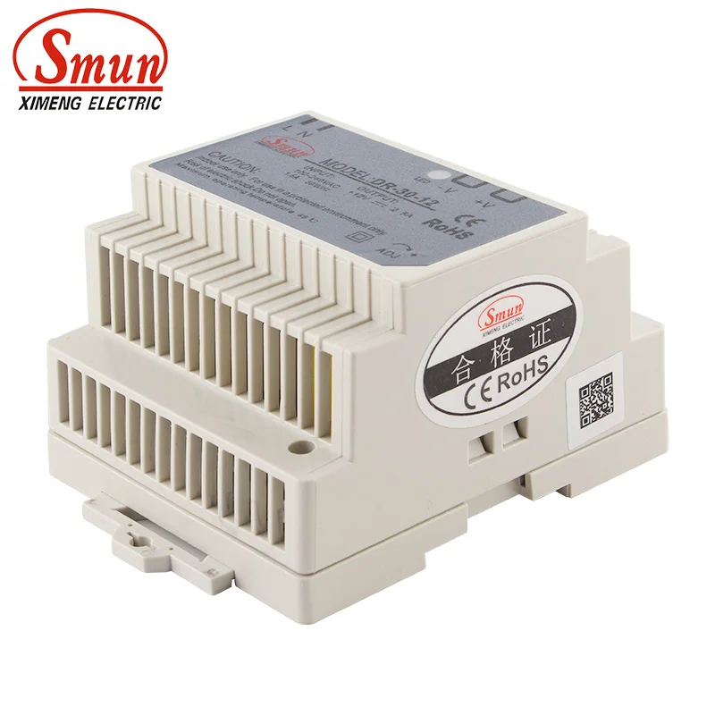 

SMUN DR-30-12 30W 12V 2.5A Single Output AC-DC Indoor Din Rail Switching Mode Power Supply