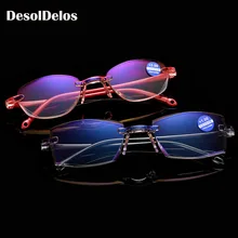 Без оправы, со стразами, обрезное стекло для чтения es+ 1,0+ 1,50+ 2,0+ 2,50+ 3,0+ 4,0+ для мужчин и женщин, для пожилых людей, антиголубое стекло для чтения