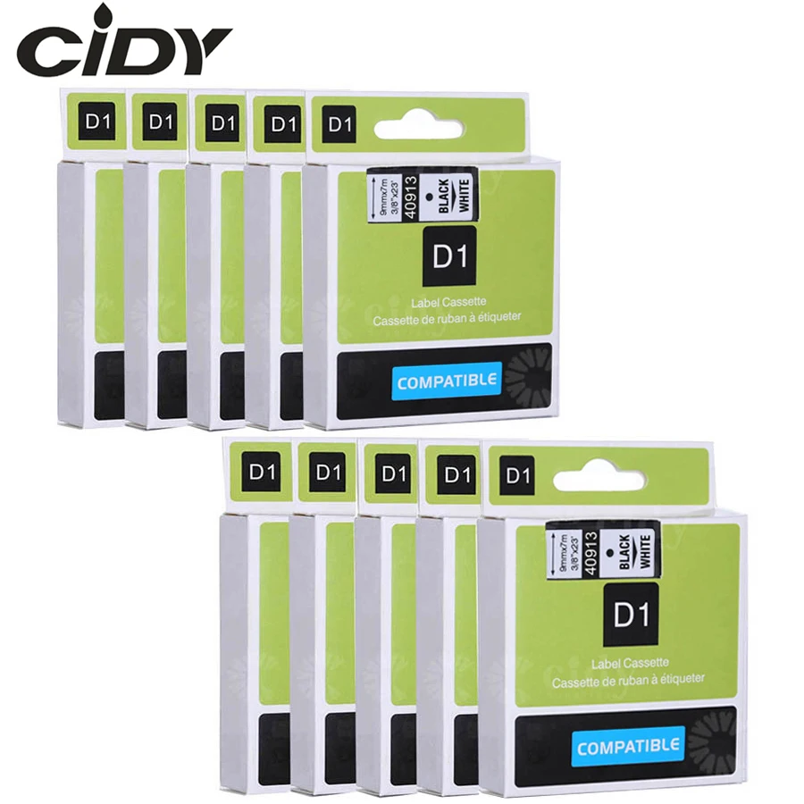 Cidy 10 шт. 3/"* 23' 9 мм* 7 м черный на белом совместимом кассета для DYMO d1 40913 40918 40910 принтеры DYMO LM160 LM280 DYMO PNP