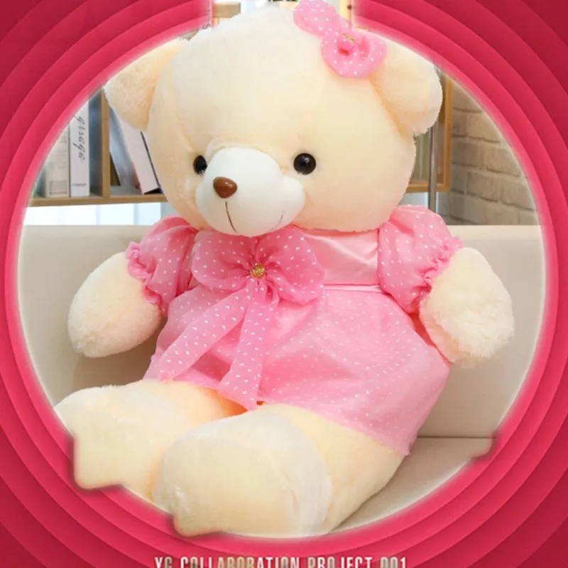 Прекрасное платье для причастия белого цвета с рисунком медведя в, розовые, серые, черные плюшевые игрушки большой 110 см медведь мягкая