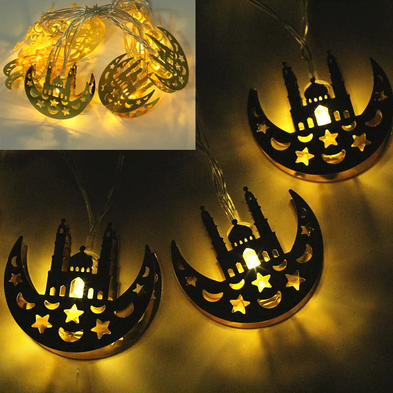 

10PCS String Light Decoration Eid Mubarak Ramadan and Eid Decorations 1.65M Warm White LEDs Moon Islam Mosque Muslim
