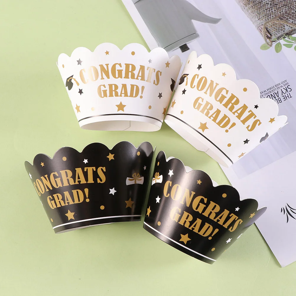 

96PCS Congrats Grad Cupcake Liners Wrappers Creative Cupcake Topper Picks Cake Decoration For 2019 Graduation Party