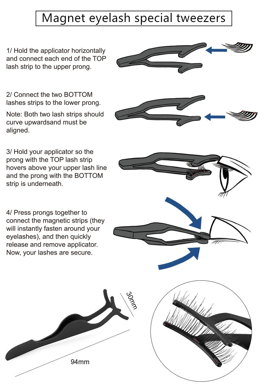 1 шт. магнитный Пинцет для ресниц аппликатор для накладных ресниц магнит для ресниц специальный пинцет