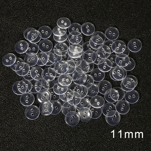 11mm 100pcs 9-25 мм пластиковые пуговицы из смолы для скрапбукинга, круглые прозрачные аксессуары с двумя отверстиями - Цвет: 11mm 100pcs