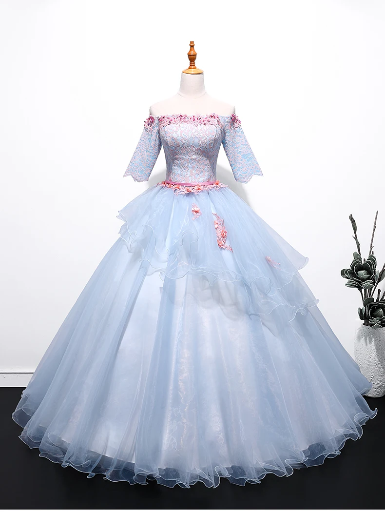 

100%real venice carnival light blue ruffled medieval dress princess Renaissance Gown queen Victorian/Marie/ Belle Ball/ball gown