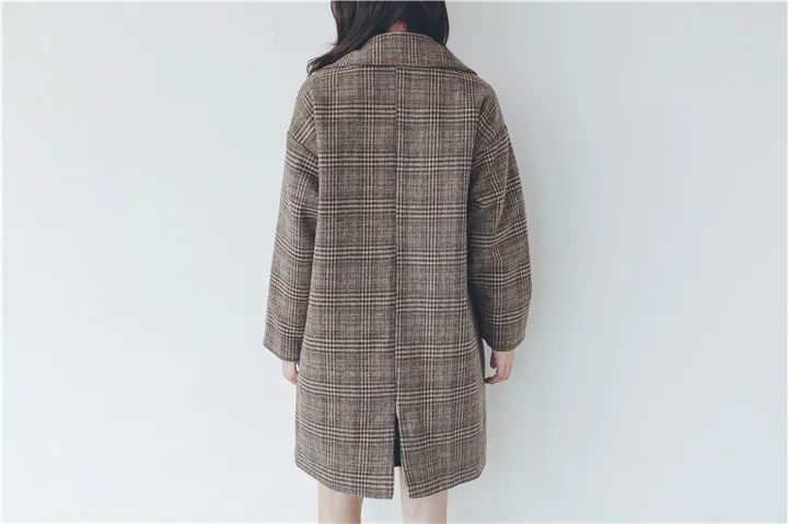 Высокое качество, модное женское пальто, шерстяное пальто, женская длинная секция, Корейская версия, новое осеннее и зимнее Ретро клетчатое пальто