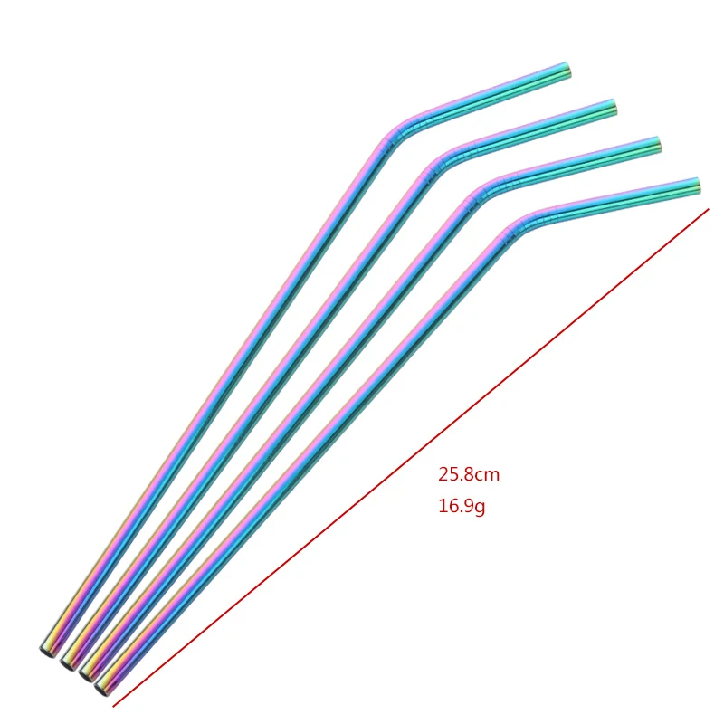 Металлические соломинки 100 шт многоразовые Красочные нержавеющей стали питьевой набор щеточек для 20 30 унц. Rambler tumbler бар аксессуары - Цвет: Rainbow Bent